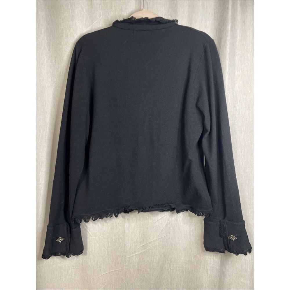 e by ECI Wool Blend Women’s Fringed Collared Cardigan w/Buttons/Pockets Size XL - Picture 6 of 8